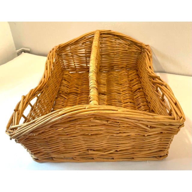 Boho Chic Vintage Divided Wicker Tray For Sale - Image 3 of 8