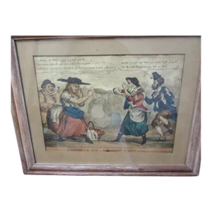 English Hand Colored Lithograph by Wm Heath a Sketch of the Row in Parliment St.
