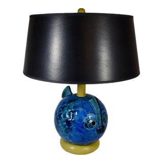1970s Rimini Blu Ceramic Fish Lamp by Aldo Londi for Bitossi For Sale