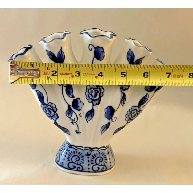 Vintage Bella Casa by Ganz Five Finger Blue and White Bud Vase For Sale - Image 6 of 7