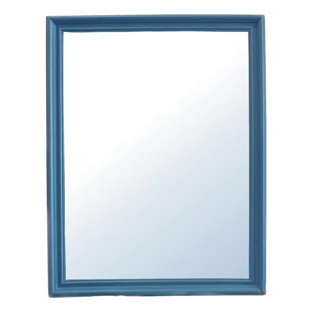 Vintage Spanish Mirror in Blue Wooden Frame, 1950s For Sale