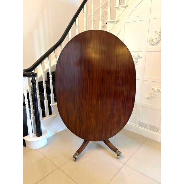 Antique English Regency Figured Mahogany Dining Table with Oval Tilt Top, 1830s For Sale - Image 16 of 16