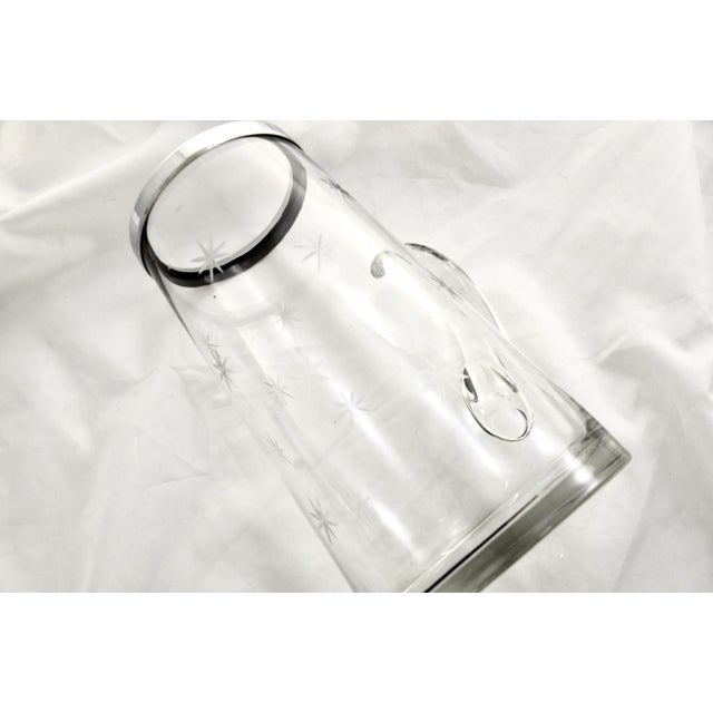Chrome Topped 12” Etched Glass Pitcher For Sale - Image 4 of 5