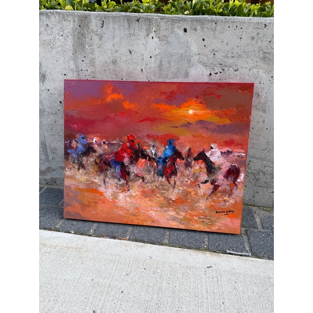 Golden Dust Thunder by Godfrey Afebuame, Oil on Canvas (2026) Impasto For Sale - Image 4 of 6