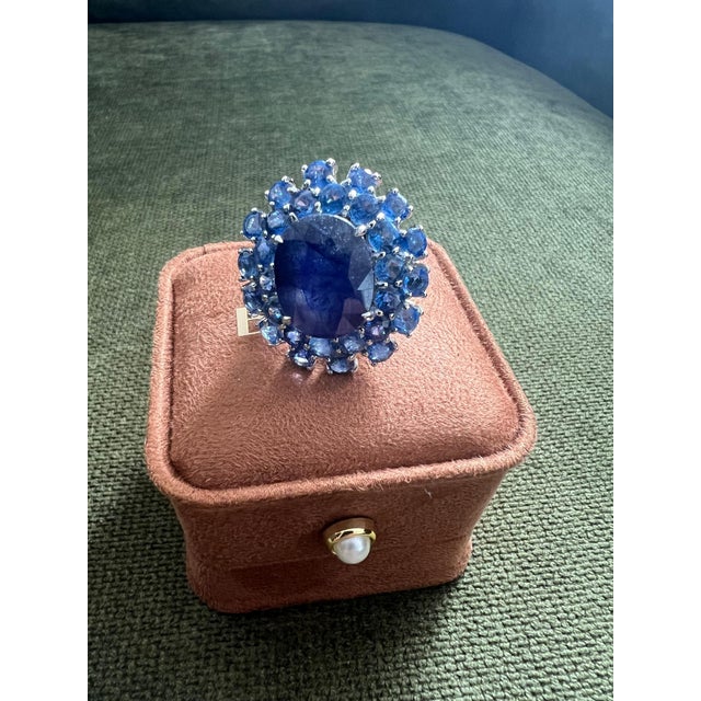 Bochic "Orient" Natural Blue MUlti Sapphire Set In 18K White Gold & Silver For Sale - Image 17 of 18