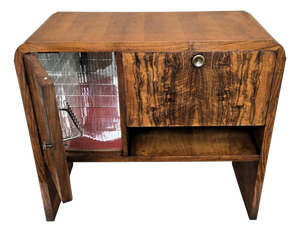 Vintage Italian Art Deco Walnut and Mosaic Cocktail Cabinet, 1940s