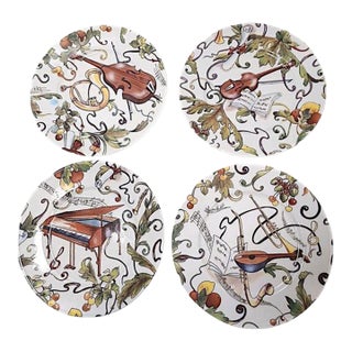 1950s 4 Pc Email De Limoges Decore a La Main a S. Marino Godinger Musical Instruments For Sale