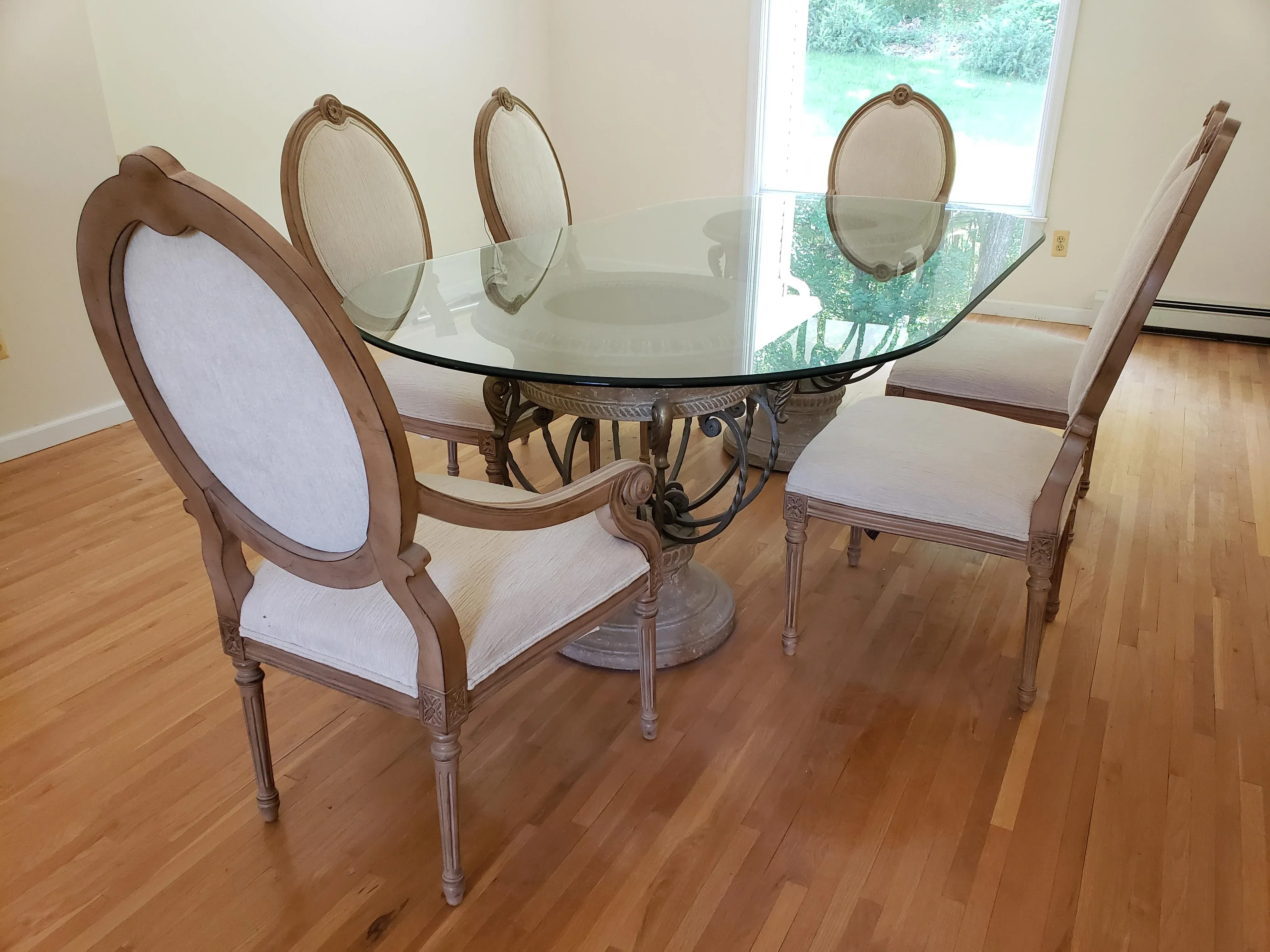 Drexel Heritage Corbel Glass Top Dining Table | Chairish