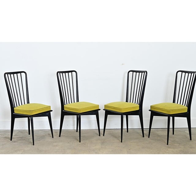 Black French Set of Four Mid-Century Dining Chairs Attributed to Charles Ramos For Sale - Image 8 of 13
