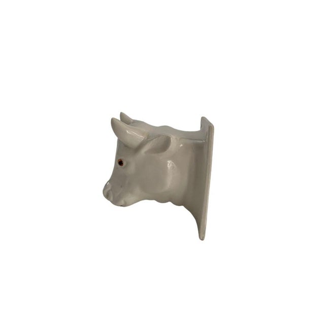 Farmhouse 20th Century Country Ceramic Cow Wall Hook For Sale - Image 3 of 6
