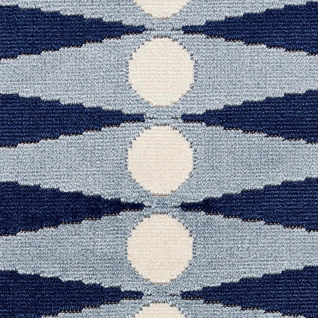 Schumacher Schumacher x Mary Mcdonald Backgammon Cut Velvet Fabric in Blue For Sale - Image 4 of 4