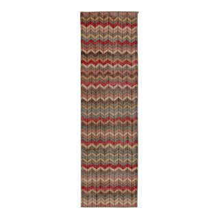 Vintage Zeki Muren Runner in Polychromatic Chevron Patterns - by Rug & Kilim For Sale