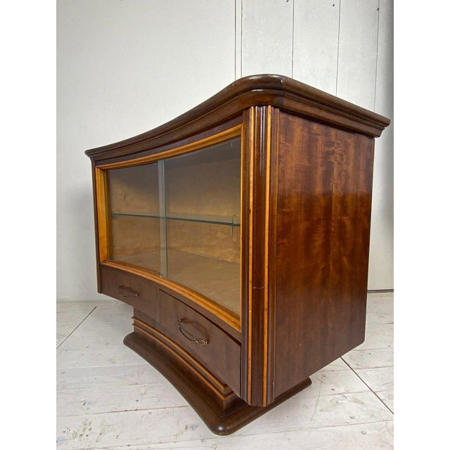 Art Deco Curved Sideboard with Sliding Glass Doors, 1940s For Sale - Image 3 of 13