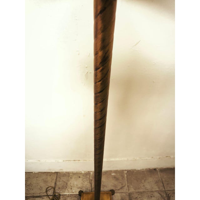Metal Floor Lamp with Brass Capitals and Fabric Lampshade, 1980s For Sale - Image 7 of 18
