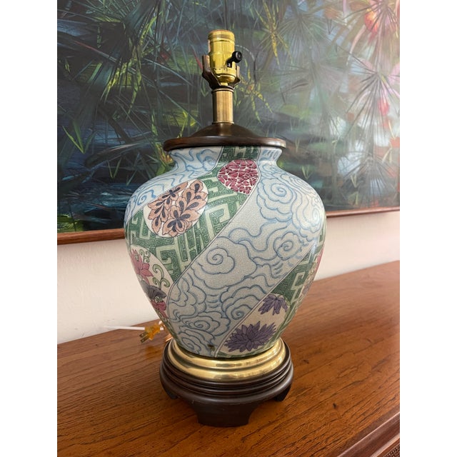 Vintage Frederick Cooper Chicago Asian Revival Porcelain Ginger Jar Table Lamp For Sale - Image 10 of 12