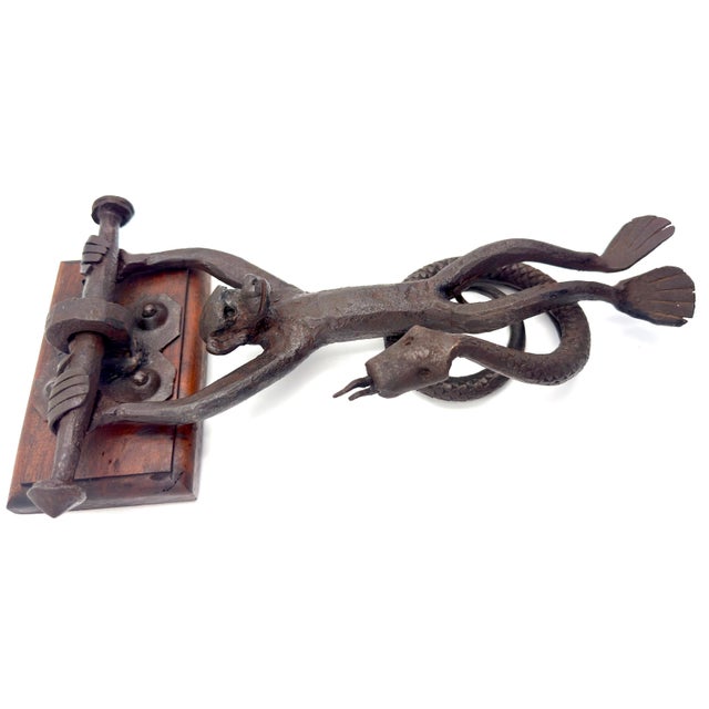 Arts & Crafts American Arts & Crafts, Monkey & Snake Wrought-Iron Door Knocker For Sale - Image 3 of 18