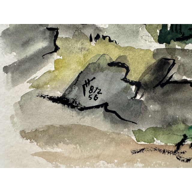 Henry Emil Salloch Original Watercolor on Paper of Mountain Pass, 1956. For Sale - Image 4 of 6