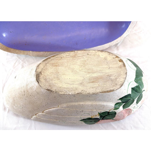 Vintage Large Folk Art Hand Made and Hand Painted Wooden Goose Box For Sale - Image 15 of 18