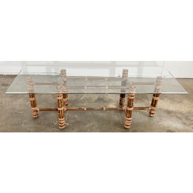 Vintage organic, sculptural coffee table by McGuire, circa the 1980s. This beautiful piece features a rectangular bamboo...