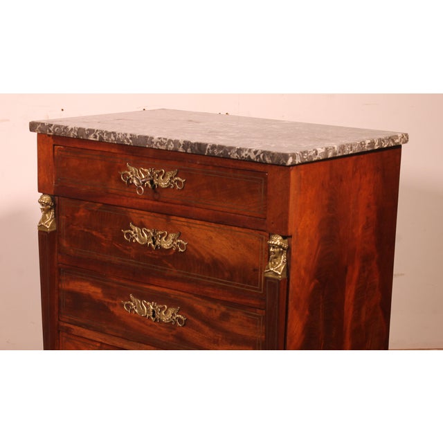 Tan Small Empire Style Commode in Mahogany For Sale - Image 8 of 12