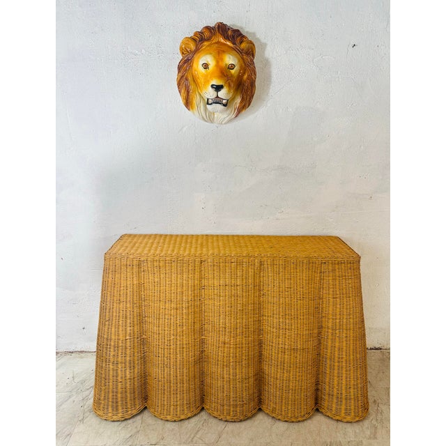 Sienna Large Italian Ceramic Lions Head Wall Plaque For Sale - Image 8 of 8