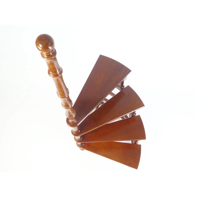 Large Mid-Century Victorian Style Spiral Bookcase Ladder in Oak For Sale - Image 4 of 10