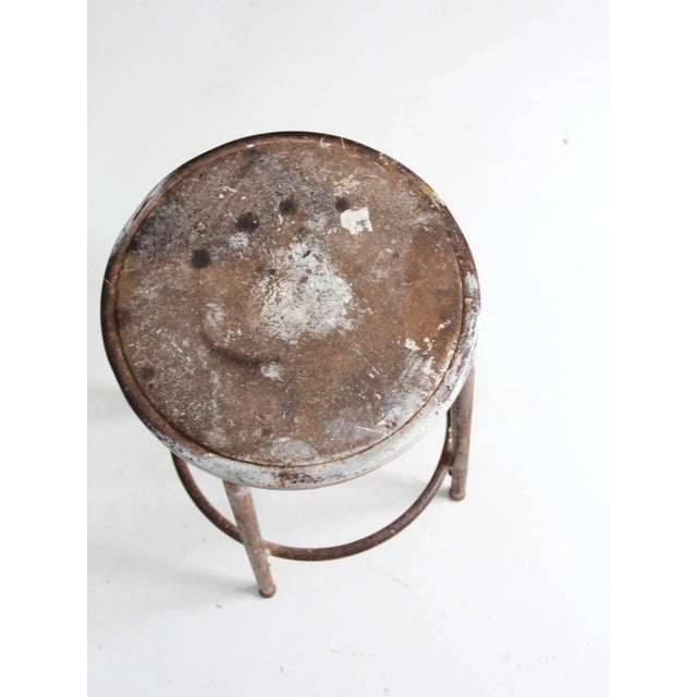 Vintage Industrial Metal Stool For Sale - Image 9 of 10