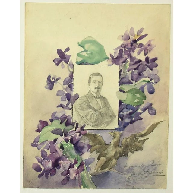 Portrait'' is an original pencil and watercolor drawing on ivory-colorated paper by Jane Dubaut (1885-1970). In very good...