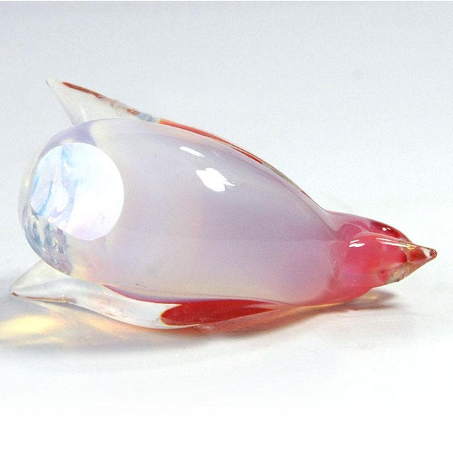 Red Small Italian Opalescent Glass Bird, Murano, 1970s For Sale - Image 8 of 9