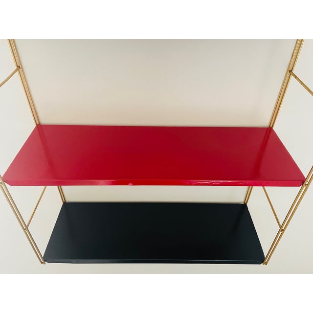 Mid-Century Modern Adjustable Brass and Metal Wall-Mounted Shelf, 1960s For Sale - Image 4 of 18
