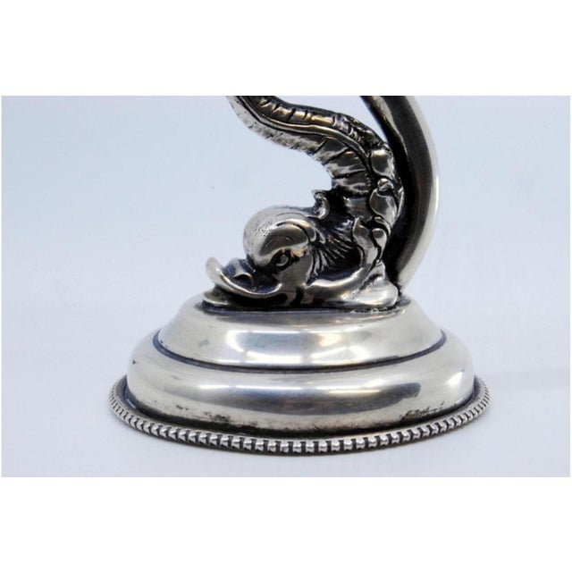Mythological Figure Candlestick in Silver on Pearly Base For Sale - Image 3 of 9