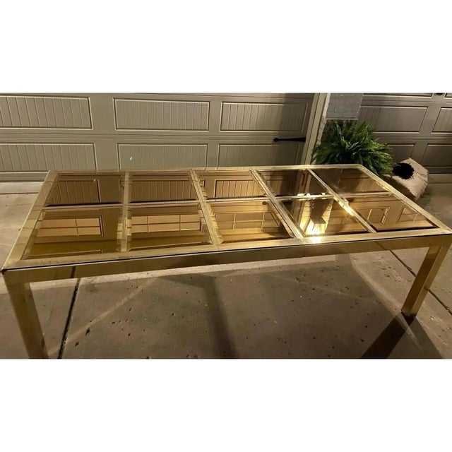 Glass Hollywood Regency Brass & Glass Dining Table by Mastercraft For Sale - Image 7 of 11