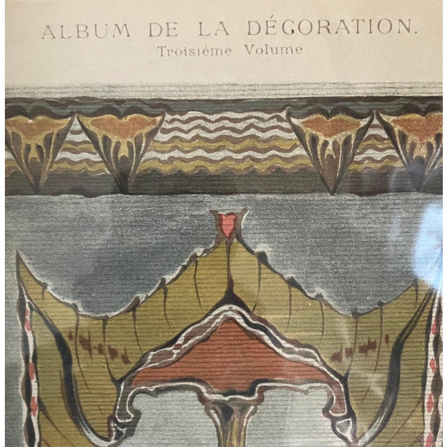 Chairish: Framed C. 1900 French Art Nouveau Esquisse d'Un Tapis Textile Design Print For Sale - Image 4 of 4