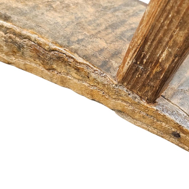 Antique Chinese Elmwood Headrest Wood Pillow Primitive Rustic Form 12" For Sale - Image 9 of 12