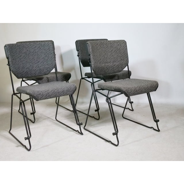 Mid-Century Stacking Chairs in Metal and Fabric by Albert Stoll for Giroflex, 1980s, Set of 4 For Sale - Image 15 of 15