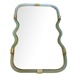 Wave Mirror in Green and Gold Torchon by Simoeng For Sale