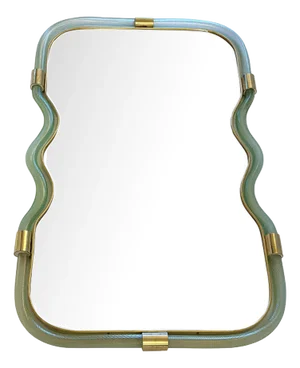 Wave Mirror in Green and Gold Torchon by Simoeng
