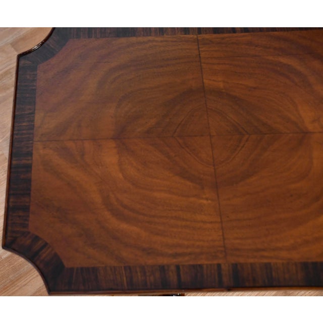1920s 1920s English Regency Mahogany Banded Walnut Pair of Side Tables / End Tables For Sale - Image 5 of 16