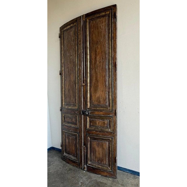 19th Century French Carved Doors With Distressed Wood and Gilt Accents For Sale - Image 4 of 15