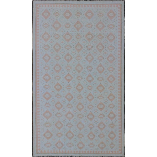Textile Mid 20th Century Large Vintage Cotton Dhurrie With Pastel Colors For Sale - Image 7 of 8