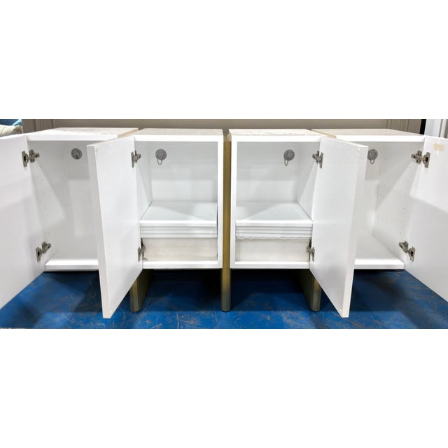 Baker Furniture Company Baker Modern Quartz White and Brass Kira Credenza For Sale - Image 4 of 5