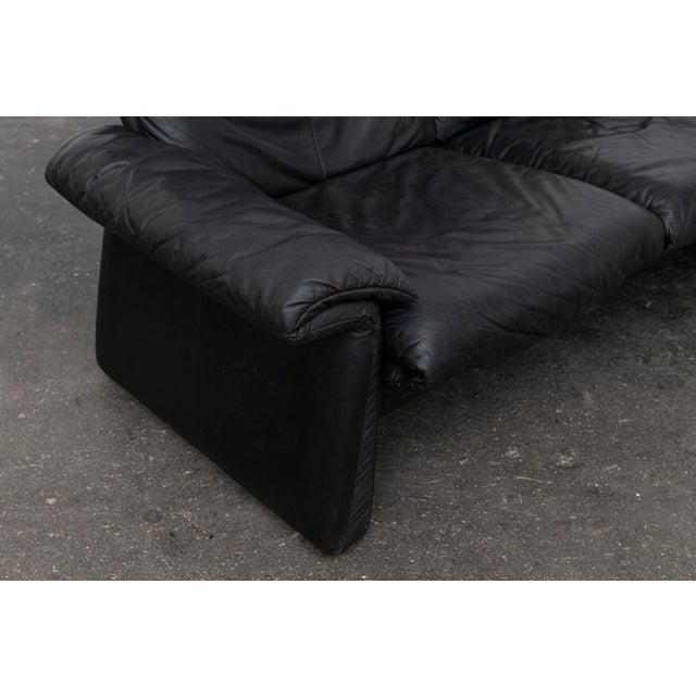 Black Lugano Two-Seater Leather Sofa from Erpo For Sale - Image 8 of 11