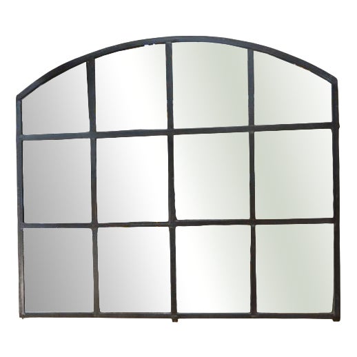 Industrial Rounded Metal Mirror, 1930 For Sale
