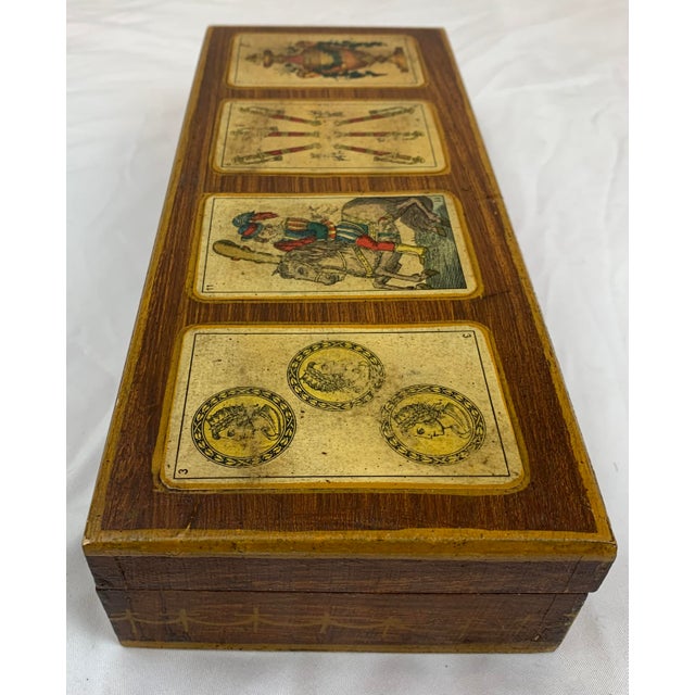 Late 19th Century Late 19th Century Antique Italian Playing Card Wood Box For Sale - Image 5 of 6
