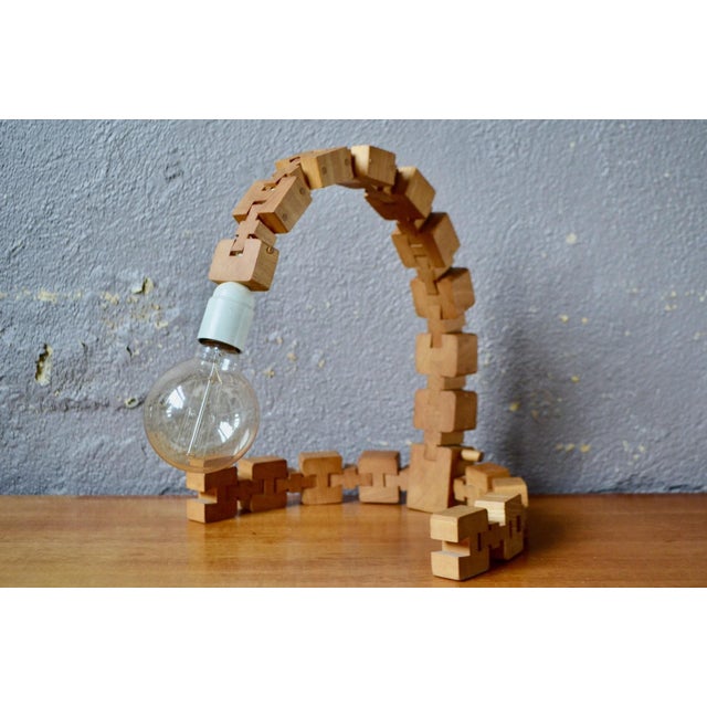 Vintage Articulated Wooden Table Lamp, 1970s For Sale - Image 9 of 12