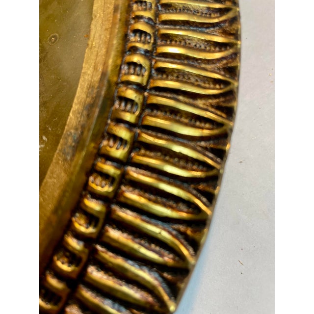 Gilt Bronze & Cut Frosted Glass Flush Mount Chandelier with two medium base sockets. 12.5" Diameter X 7" high. Stamped...