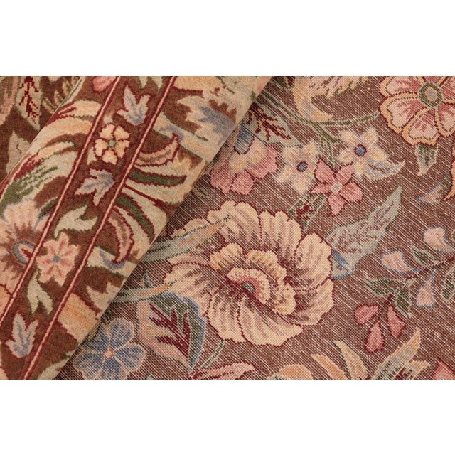 Textile Floral 1990's Pak-Persian Brown/Pink Wool Rug - 5'11'' X 9'2'' For Sale - Image 7 of 9