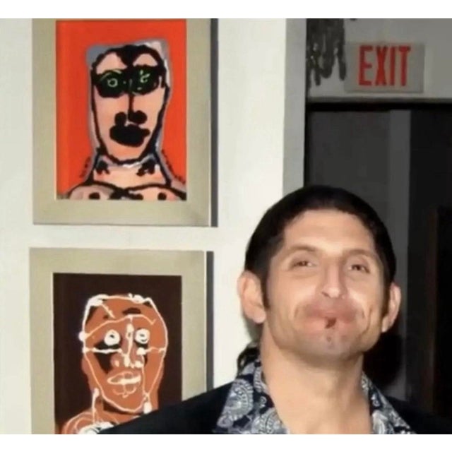 Abstract Face Painting by Artist Christopher Shoemaker, Signed, 11” X 8.5” For Sale - Image 9 of 9