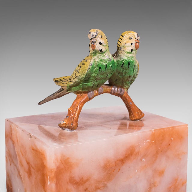 Amber Pair of Vintage Budgerigar Bookends, Italian, Onyx Marble, Budgies, Novel Rest For Sale - Image 8 of 10