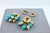 Blue Turquoise Diamonds Golden Sphere Bells Motif Two Tone Gold Huggie Earrings, A Pair For Sale - Image 9 of 14